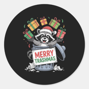 Funny Raccoon Christmas Trash Panda Xmas Merry Tra Classic Round Sticker