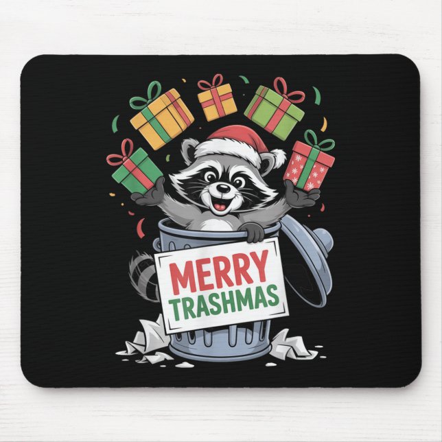 Funny Raccoon Christmas Trash Panda Xmas Merry Tra Mouse Mat (Front)