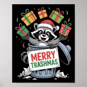 Funny Raccoon Christmas Trash Panda Xmas Merry Tra Poster