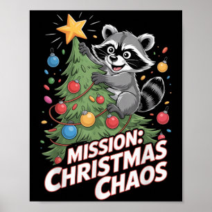 Funny Raccoon Christmas Trash Panda Xmas  Poster