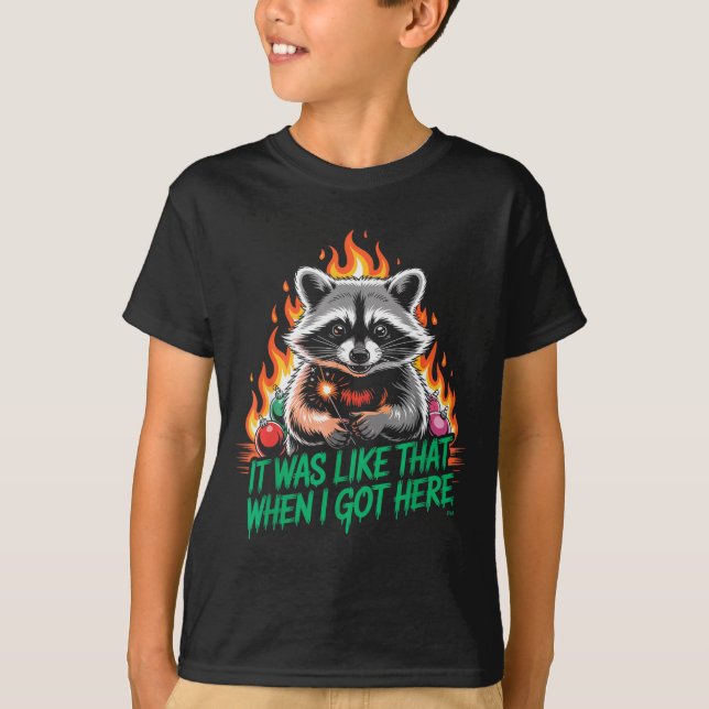 Funny Raccoon Christmas Trash Panda Xmas  T-Shirt (Front)
