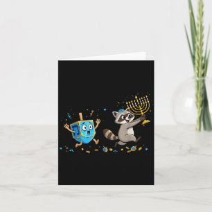 Funny Raccoon Dreidel Menorah Hanukkah Kids Womens Card