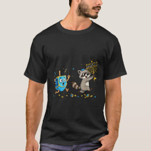 Funny Raccoon Dreidel Menorah Hanukkah Kids Womens T-Shirt