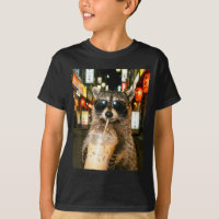 Funny raccoon drinking ice coffee men women meme