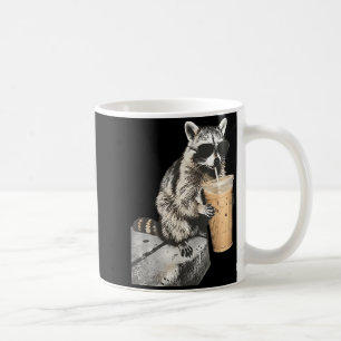 Funny raccoon drinking iced coffee animal meme men mug
