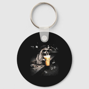 Funny Raccoon Drinking Iced Coffee Lover Humor T-s Key Ring