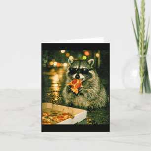 Funny raccoon eating pizza animal meme trash panda card