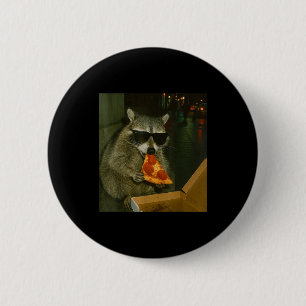 Funny Raccoon Eating Zza Animal Meme 6 Cm Round Badge
