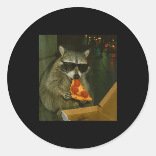 Funny Raccoon Eating Zza Animal Meme Classic Round Sticker