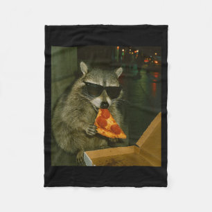 Funny Raccoon Eating Zza Animal Meme Fleece Blanket