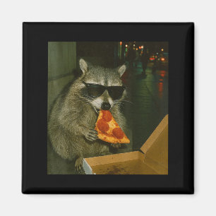 Funny Raccoon Eating Zza Animal Meme Magnet