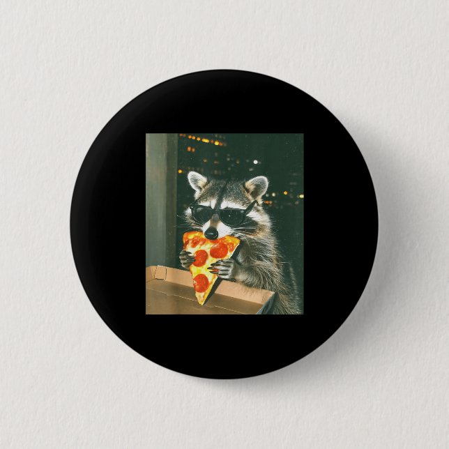 Funny Raccoon Eating Zza Animal Meme Men Women Kid 6 Cm Round Badge (Front)