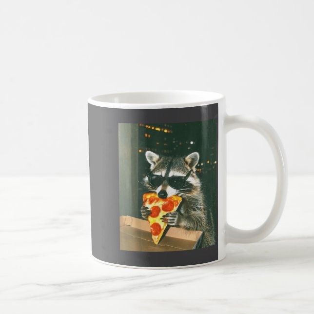 Funny Raccoon Eating Zza Animal Meme Men Women Kid Coffee Mug (Right)
