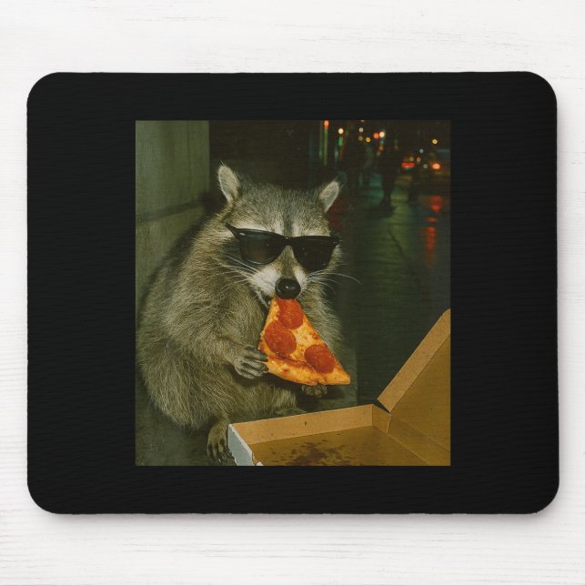 Funny Raccoon Eating Zza Animal Meme  Mouse Mat (Front)