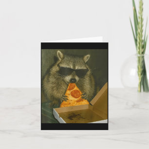 Funny Raccoon Eating Zza Animal Meme Raccoon Card
