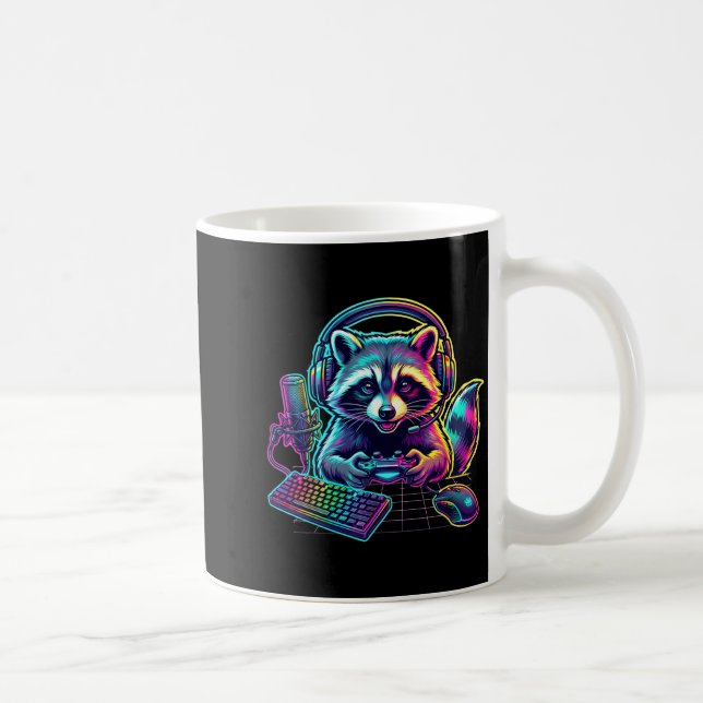 Funny Raccoon Gamer Video Game Gaming Lover  Coffee Mug (Right)