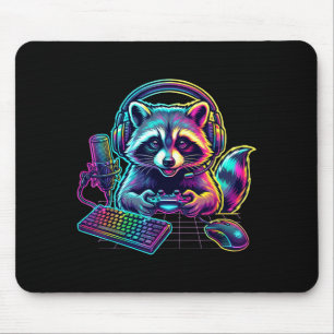 Funny Raccoon Gamer Video Game Gaming Lover  Mouse Mat