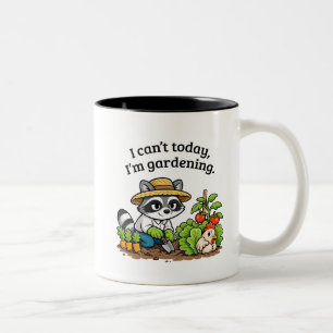 Funny Raccoon Gardening – I Can’t Today I’m Garden Two-Tone Coffee Mug