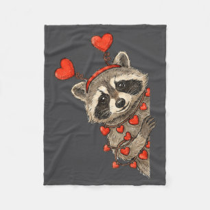 Funny Raccoon Heart Valentine Animal Raccoon Lover Fleece Blanket