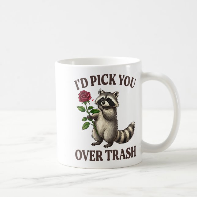 Funny Raccoon I’d Ck You Over Trash Valentines Day Coffee Mug (Right)