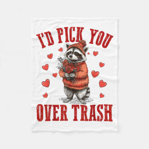 Funny Raccoon I’d Ck You Over Trash Valentines Day Fleece Blanket