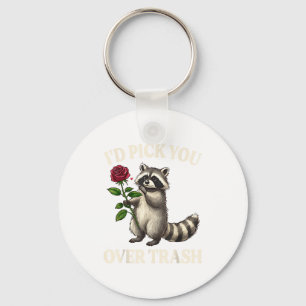 Funny Raccoon I’d Ck You Over Trash Valentines Day Key Ring