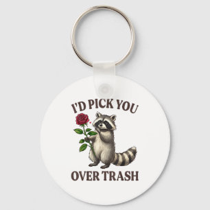 Funny Raccoon I’d Ck You Over Trash Valentines Day Key Ring
