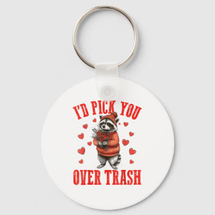 Funny Raccoon I’d Ck You Over Trash Valentines Day Key Ring