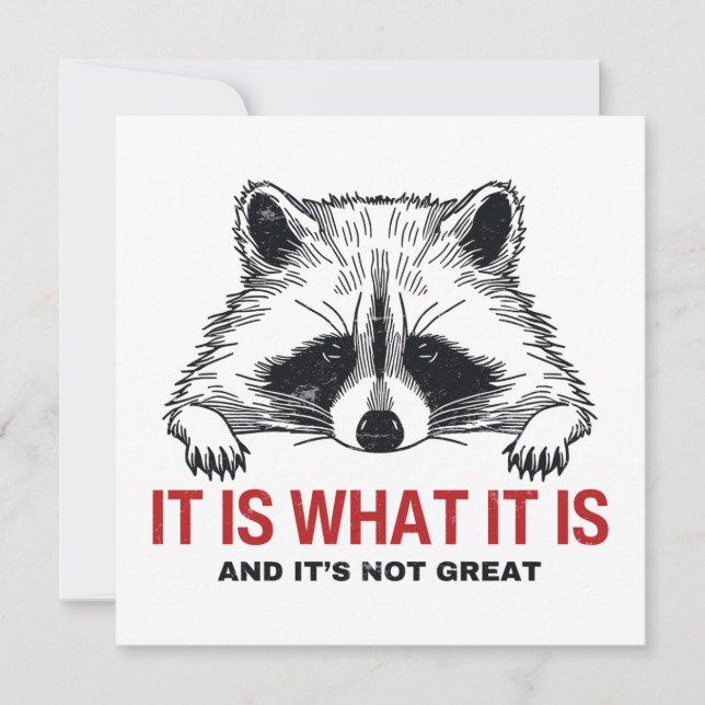 Funny Raccoon It Is What It Is And It's Not Great  Card (Front)
