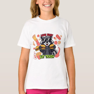 Funny Raccoon ‘Live Fast Eat Trash’ T-Shirt