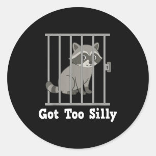 Funny Raccoon Meme Got Too Silly Humor Men Women K Classic Round Sticker