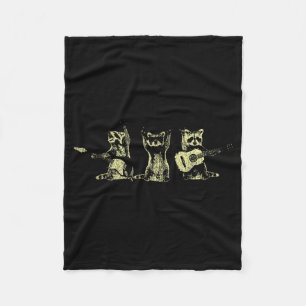 Funny Raccoon Music Band Electric Acoustic Guitar Fleece Blanket