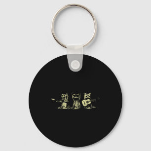 Funny Raccoon Music Band Electric Acoustic Guitar Key Ring