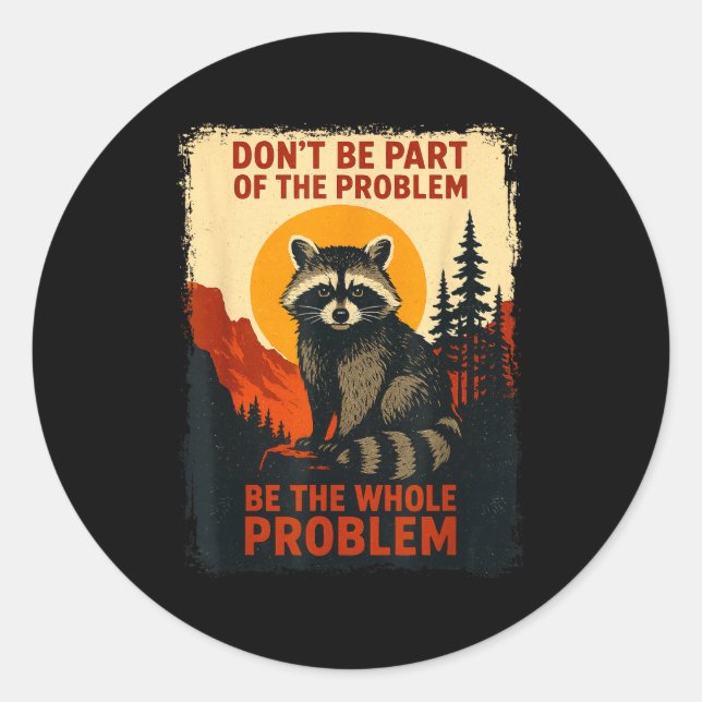 Funny Raccoon Nature Wildlife Outdoor Graphic Sarc Classic Round Sticker (Front)