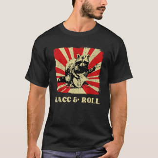 Funny Raccoon Playing Banjo Guitar Racc and Roll C T-Shirt
