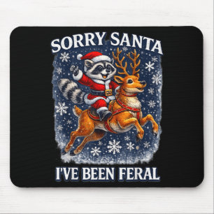 Funny Raccoon Riding Reindeer Sorry Santa Christma Mouse Mat