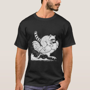 Funny Raccoon Riding Rooster Vintage Farm Animal T-Shirt