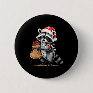 Funny Raccoon Santa Hat Animals Lovers Ugly Christ 6 Cm Round Badge