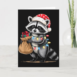 Funny Raccoon Santa Hat Animals Lovers Ugly Christ Card