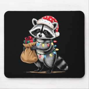 Funny Raccoon Santa Hat Animals Lovers Ugly Christ Mouse Mat