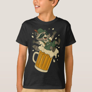 Funny Raccoon Sliding Down A Giant Beer Mug Foam  T-Shirt