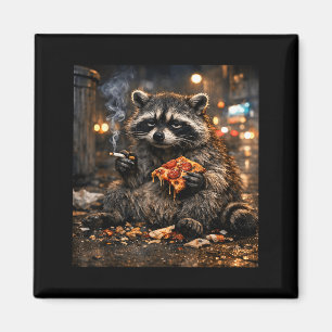 Funny raccoon smoking cigarette humor meme raccoon magnet