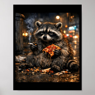 Funny raccoon smoking cigarette humor meme raccoon poster
