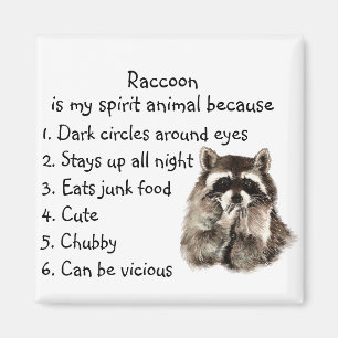 Funny Raccoon Spirit Animal Humor Cute Watercolor Magnet