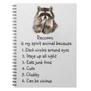 Funny Raccoon Spirit Animal Humor Cute Watercolor Notebook