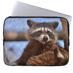 Funny Raccoon Sticking It's Tongue Out Laptop Sleeve