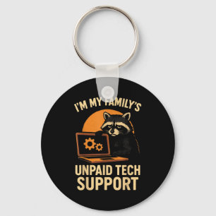 Funny Raccoon Tech Lover Graphic Tee Computer Geek Key Ring