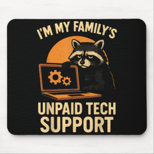 Funny Raccoon Tech Lover Graphic Tee Computer Geek Mouse Mat