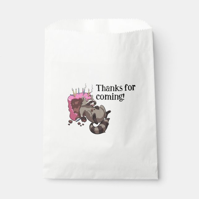 Funny Raccoon Thanks For Coming! Party Cartoon Favour Bags (Front)