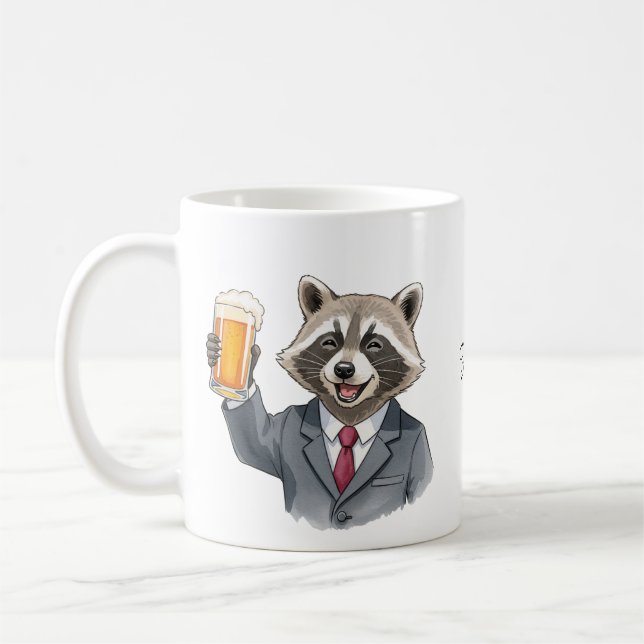 Funny Raccoon with Bear Personalized with name Coffee Mug (Left)
